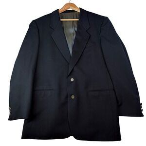 Nino Cerruti Rue Royale Wool Blazer Navy Gold Crest Buttons Preppy 44R